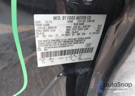 2013 Ford Edge Limited из США, поврежденный, VIN 2FMDK4KC6DBB10111